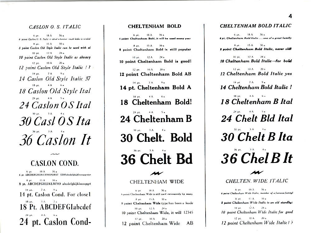 Quaker City Type Catalog Page 4