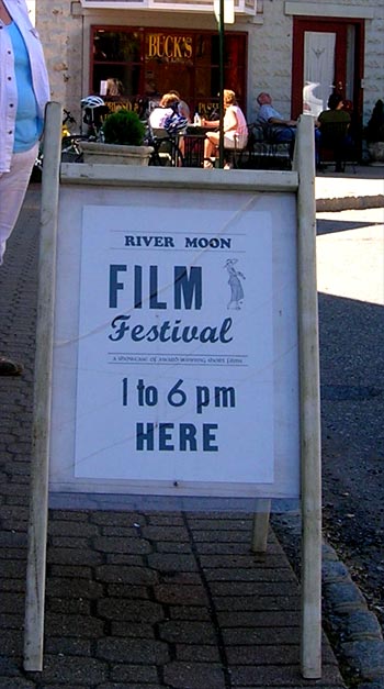 River Moon Film Festival Poster in stand