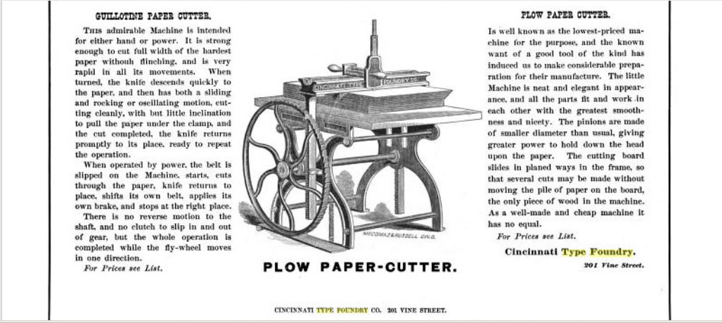 1870 Guillotine Paper Cutter 1870 Guillotine Paper Cutter